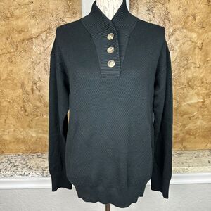 NWT Tommy John Sweater Lounge Henley Women's Medium Black Soft‎ Comfy NEW